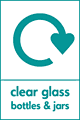 Clear glass bottles and jars recycle  safety sign