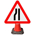 Road Narrows on Left Ahead - 517  safety sign