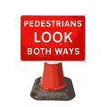 600x450mm Pedestrians Look Both Ways - 7017  safety sign