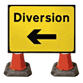 1050x750mm Diversion with Arrow Left - 2702  safety sign