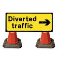 1050x450mm Diverted Traffic with Arrow Right - 2703  safety sign