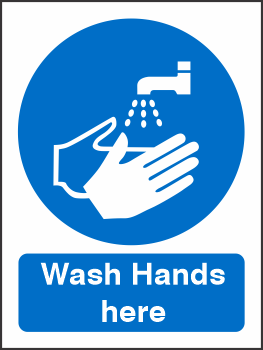 Covid 19 Wash Hands Here Sign - 5 Pack  safety sign