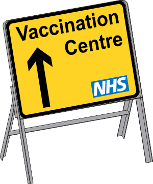 NHS Vaccination Center  safety sign