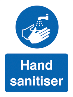 Covid 19 Hand Sanitiser Here Sign - 5 Pack  safety sign