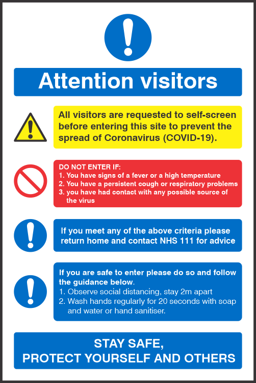 Covid 19 Visitors Entry Requirements Sign  safety sign