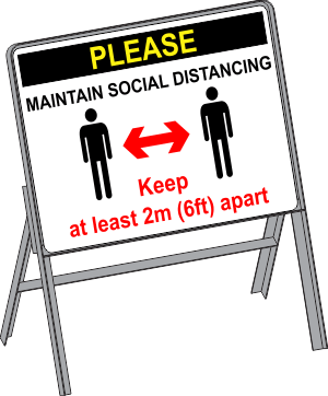 Covid 19 Freestanding Social Distance Stanchion Sign  safety sign