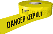 Danger keep out barrier tape  safety sign