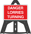 Danger Lorries Turning Folding Plastic Sign  safety sign
