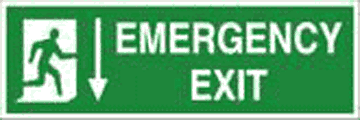 emergency exit arrow down HSE sign  safety sign