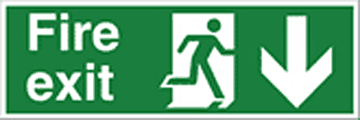 fire exit arrow down HSE sign  safety sign