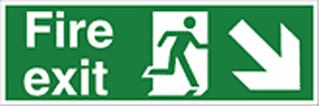 fire exit arrow down right HSE sign  safety sign