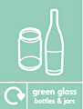 Green glass bottles and jars recycle  safety sign