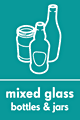 Mixed glass bottles and jars  safety sign