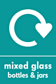 Mixed glass bottles and jars recycle  safety sign
