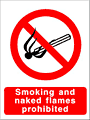 no naked flames  safety sign