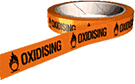 Oxidising hazard tape  safety sign