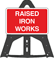 Raised Iron Works Folding Plastic Sign  safety sign