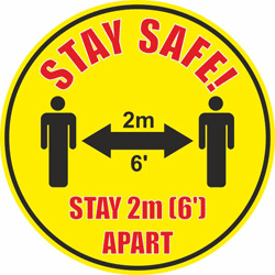 Covid 19 Social Distancing Floor Sign 2 - 10 Pack  safety sign
