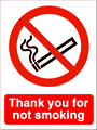 thank you for not smoking  safety sign