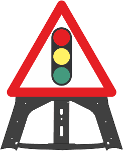 543 Traffic Lights Ahead Folding Plastic Sign 