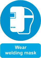 Wear Welding Mask Welding helmet pictogram with the text wear welding mask